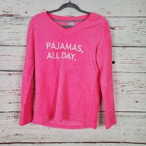 Pink fuzzy sweater sleep wear long sleeve top